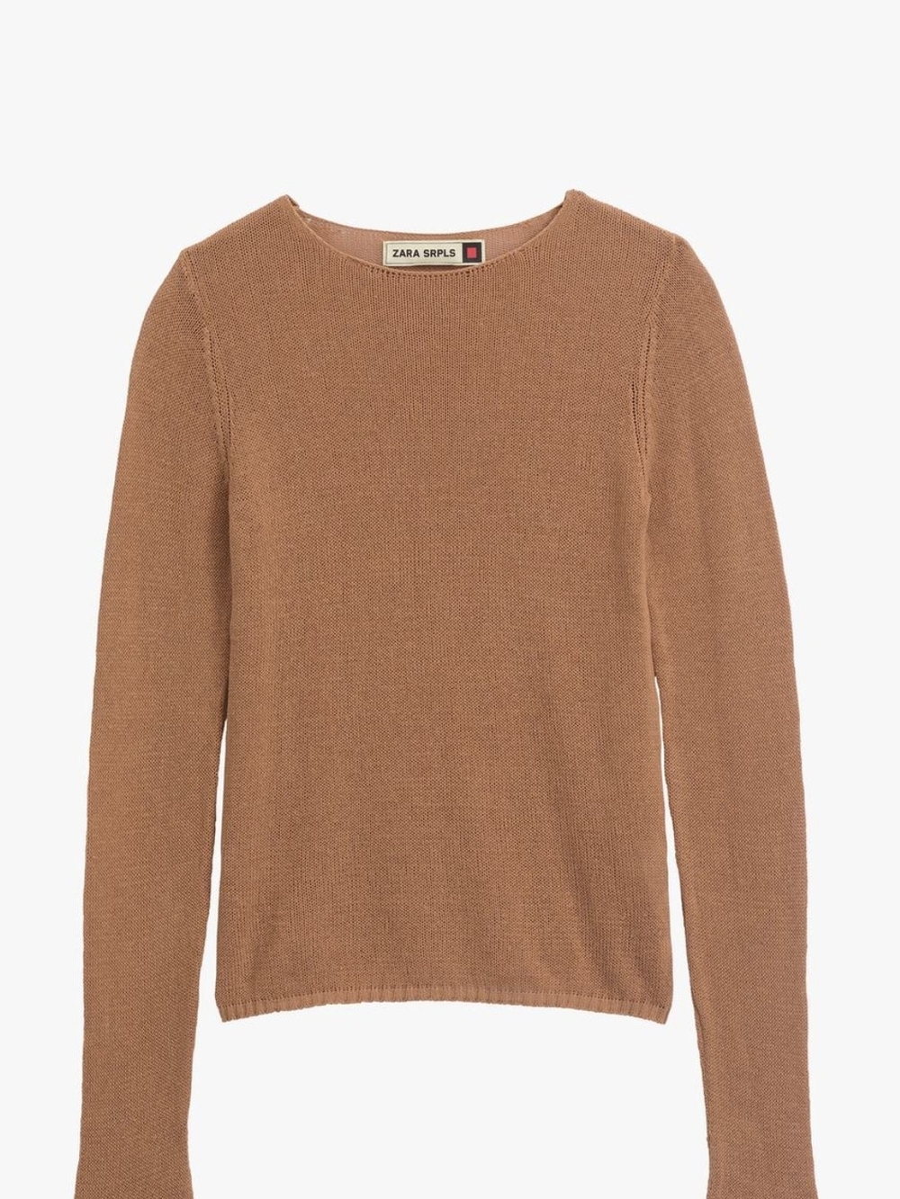 Zara Camel Crewneck Long-Sleeve Sweater